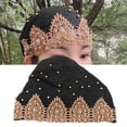 thumbnail image 4 of Muslim Turban Hat, Stylish Exquisite Soft Elastic Turban Head Wrap Multicolor Floral Design Fine Workmanship Comfortable Breathable  For Daily Wear For Worship Wine, 4 of 8