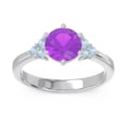 thumbnail image 2 of 2.20 Carat Round Cut Amethyst & Aquamarine Gemstone Beautiful Bridal Ring for Ladies in Solid 18K White Gold Size 8 by Diamond-Capitals, 2 of 6