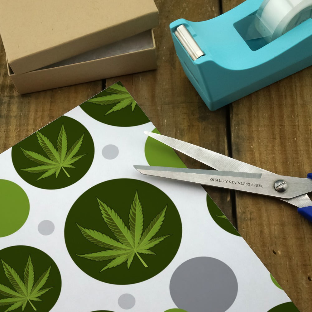 Botanical Cannabis Leaf Wrapping Paper Marijuana Gift Wrap Large Sheets