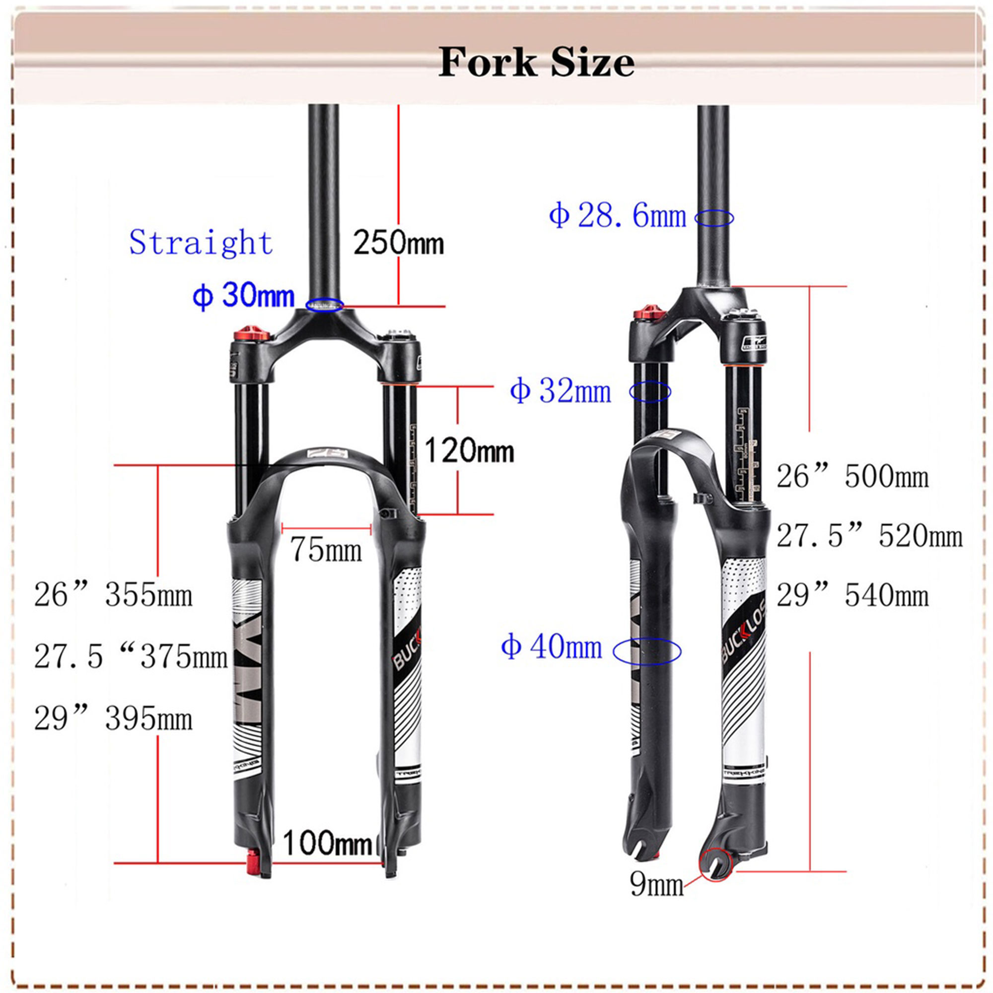 Buy BUCKLOS Bicycle Air Suspension Fork Manual/Remote Straight