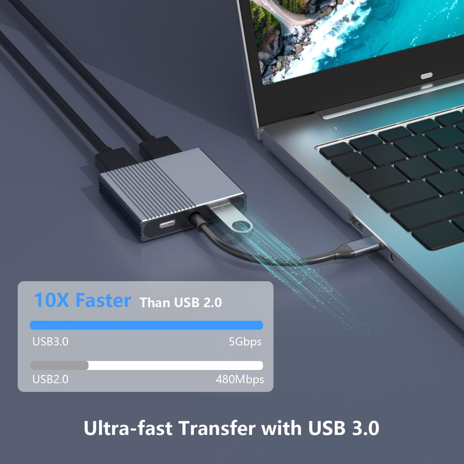 USB C to Dual HDMI Adapter for 2 Monitors, 4-in-1 HDMI Splitter for Dual Monitors Extended Display Support SST/MST with USB3.0/100W PD, USB C Docking Station Double Monitor for MacBook/Dell/HP Laptop