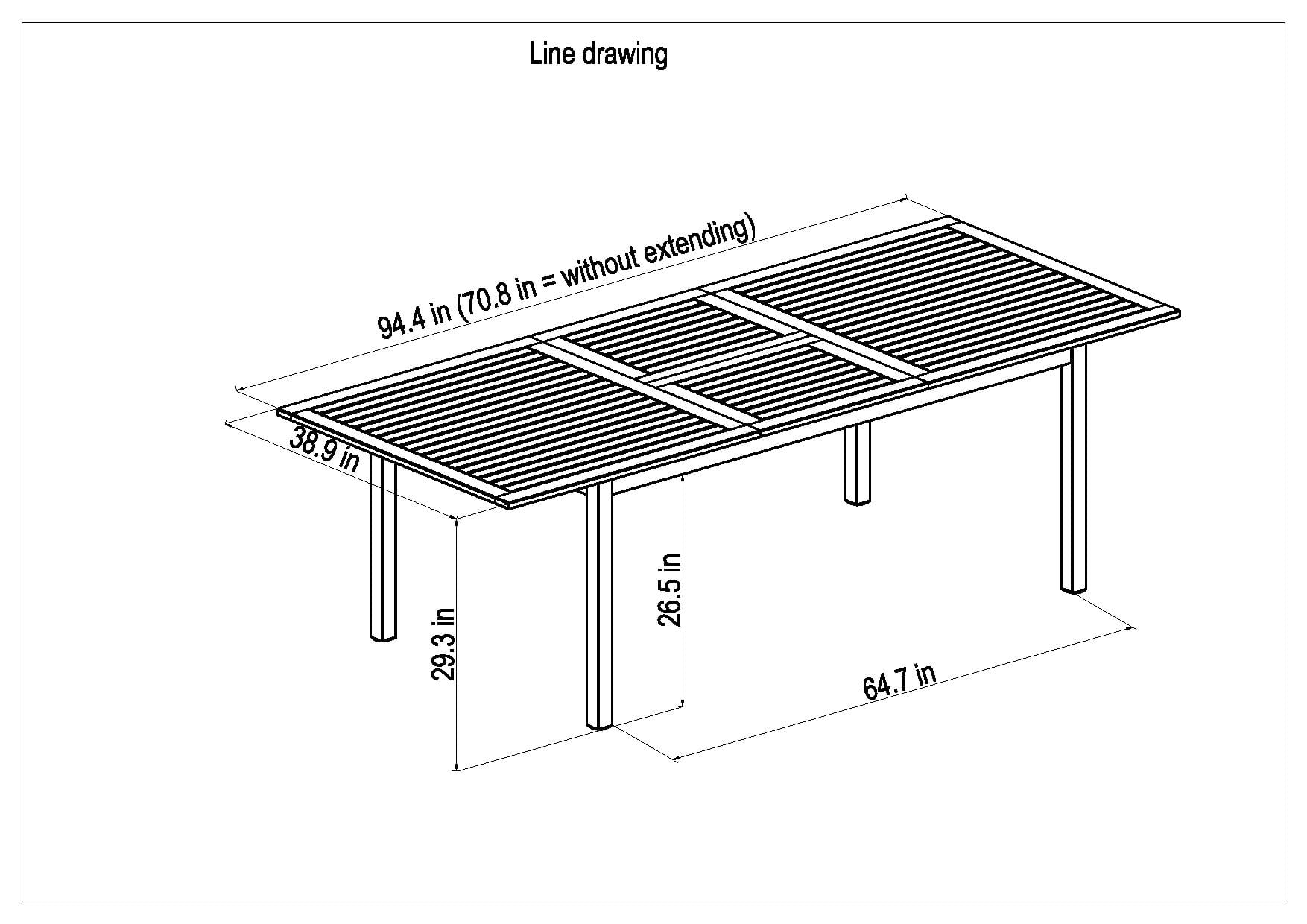 Amazonia 94.9" Aluminum Extendable Outdoor Dining Table, Teak