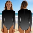 thumbnail image 2 of Swimsuit for Girls, Long Sleeve One Piece Rashguard, Solid Color Beach Vacation Swimsuit for Kids 2-13 Years, 2 of 7
