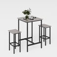 thumbnail image 1 of 3-Piece Bar Table Set with 2 Stools, Space-Saving Pub Dining Set, Metal Frame with Grey Wood Top for Kitchen, Apartment & Home Bar, 1 of 8