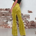thumbnail image 3 of Women's High Waist Wide Leg Long Palazzo Bell Bottom Yoga Pants Velvet Elastic Waist Flare Leg Trendy Long Trousers, 3 of 7
