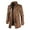 Brown, variant on Men Mid-length Solid Artificial Leather Zipper Stand Collar Slim Jacket Coats