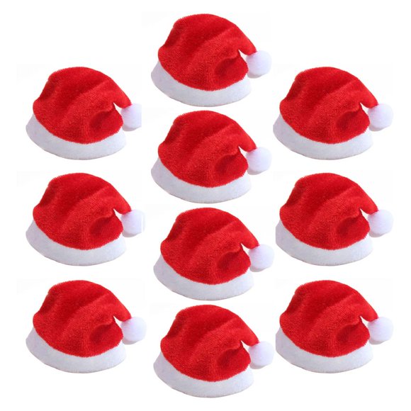 Toystoory 10 unids Mini Sombrero de Santa para Copas de Champán Altavoz Bluetooth Decoración Tela de Terciopelo Encantador Mini Sombreros de Navidad Kits de decoración para fiestas Toystoory HA017504-00