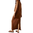 thumbnail image 4 of xiaxaixu Ensemble de Jupe Femme Gilet Sans Manches à Col Rond avec Jupe Longue Taille Basse Tenue d'Été, 4 of 7