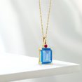 thumbnail image 4 of Gem Stone King 18K Yellow Gold Plated Silver Swiss Blue Topaz and Red Created Ruby Pendant Necklace for Women (4.05 Cttw, Gemstone November Birthstone, Emerald Cut 10X8MM with 18 inch Silver Chain), 4 of 4