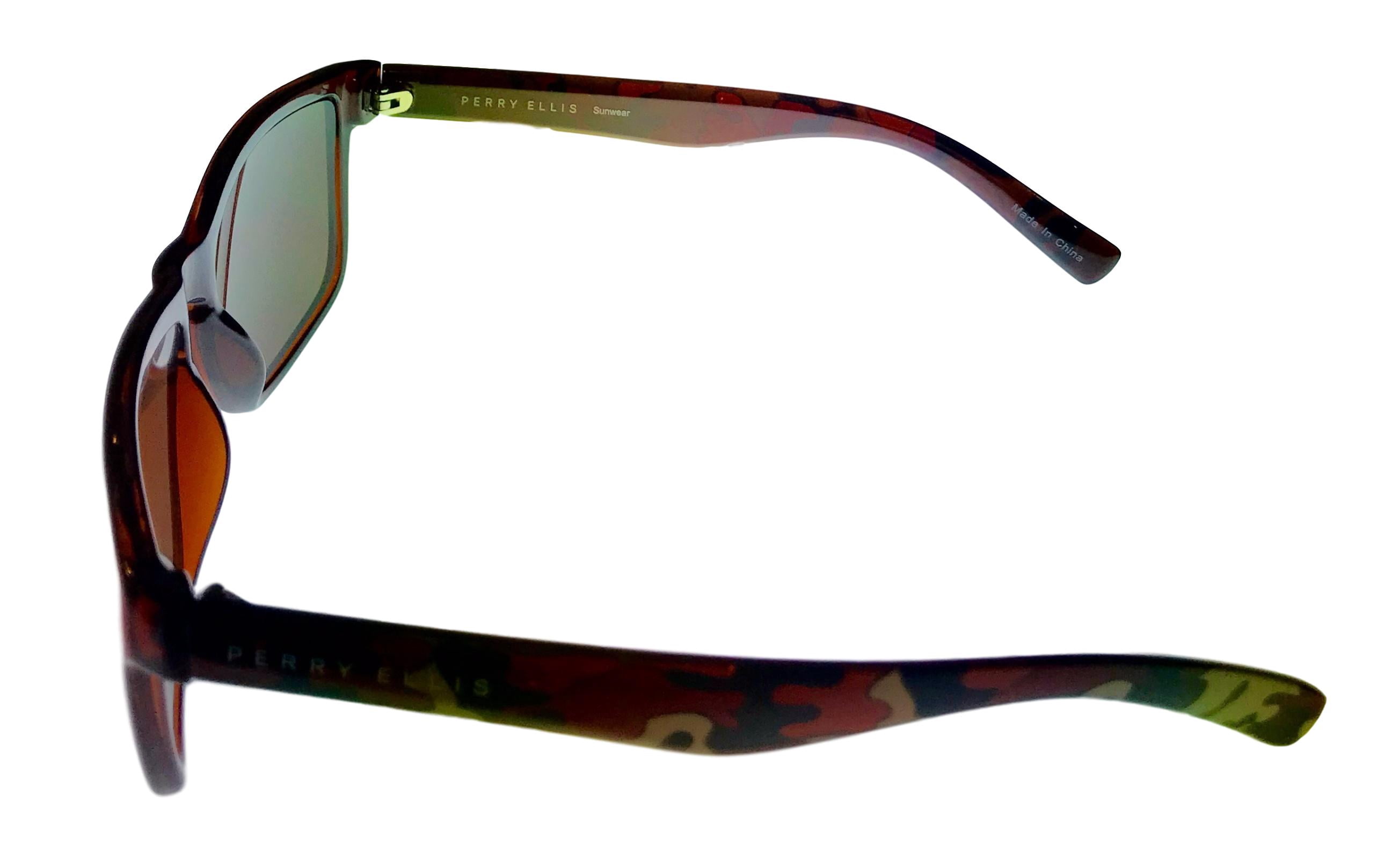 Perry Ellis Men's Brown Camo Square Plastic Sunglasses, Brown, 2-Piece