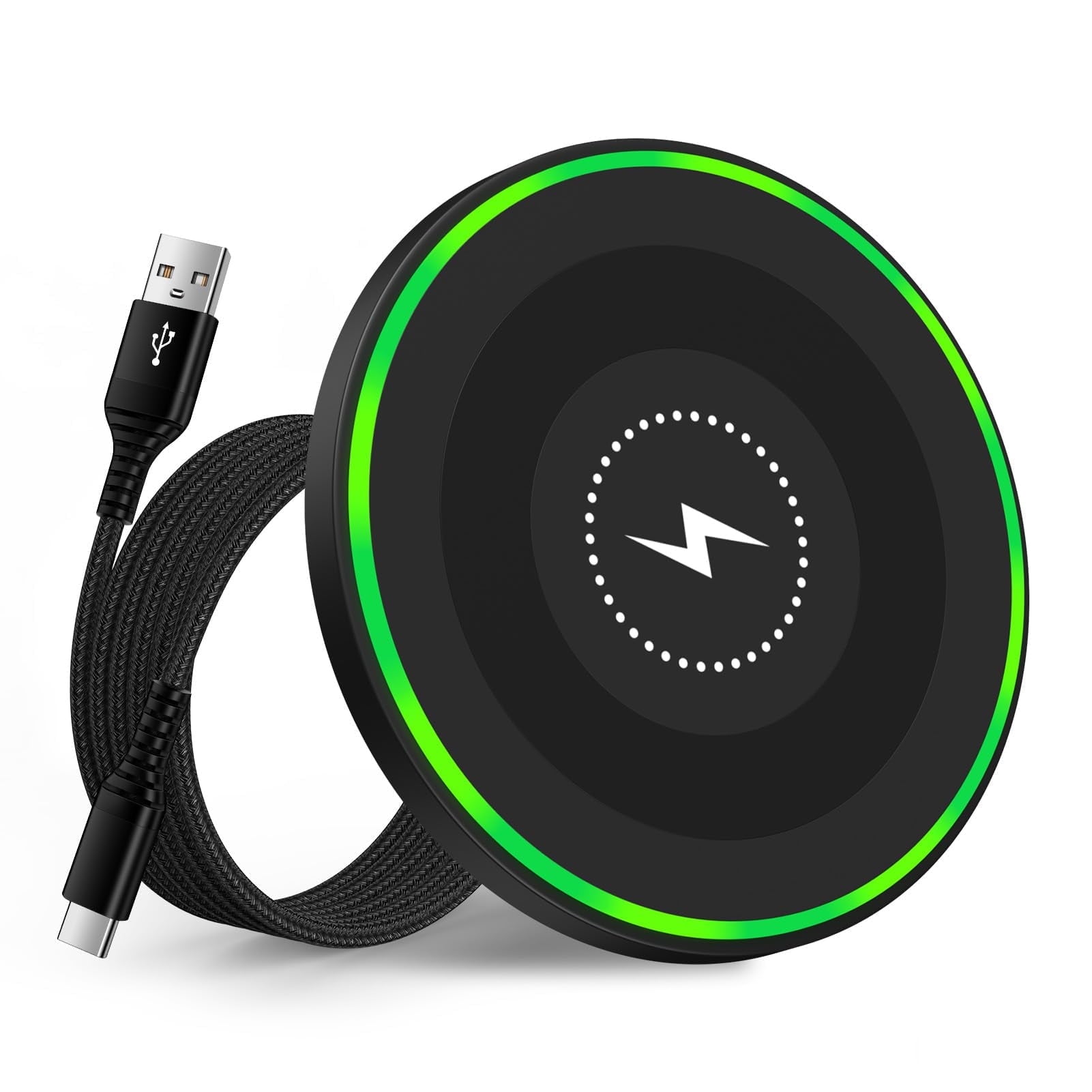 ABCPOW 15W Fast Wireless Charger Samsung Android Fast Charging Pad Wireless Charger Mat Wireless Charger Station Compatible for iPhone 17 16 15 14 Samsung Galaxy S25 S24 S23 S22,Black