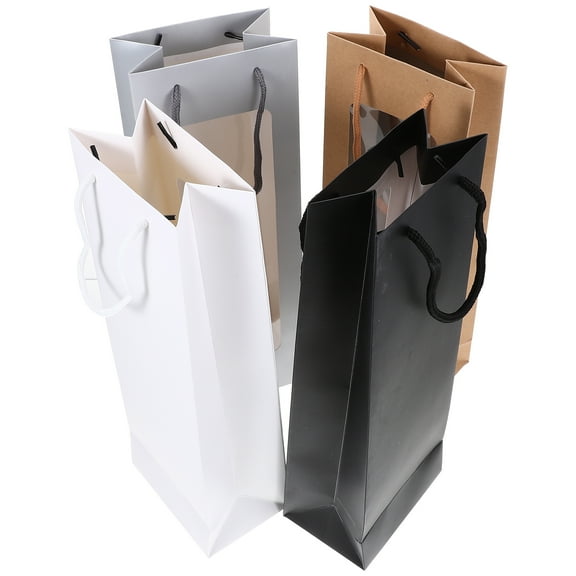 FENGGUIQU Assorted Color Beverage Bottle Carrier Protective Paper Bags for Gifting