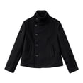 thumbnail image 2 of Peacoat Womens Coat Winter Coats Loose Casual Short Jacket Outwear Button down High Neck Short Pea Coats with Pockets Black L by Duoif, 2 of 8