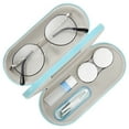thumbnail image 2 of MoKo 2 in 1 Double Eyeglass Case, Contact Lens Case with Mirror Tweezers Remover, Portable PU Contact Lens Box Soak Storage Container Kit, Light Blue, 2 of 7