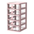 thumbnail image 1 of Caja de almacenamiento de plástico con cajón, organizador de escritorio, transparente, multicapa, con asas de conejo, suministros de oficina, 1 of 8