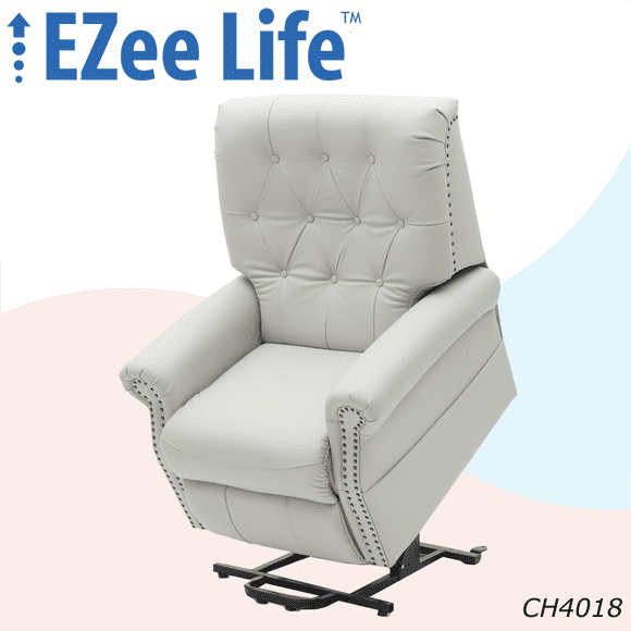 EZee Life Neptune Genuine Leather Lift Chair Recliner - Two Motor Infinite Position (Bone)