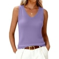 thumbnail image 2 of Lumtrix Womens V Neck Tank Tops Sleeveless Sweater Vest Business Casual Work Knit Shirts Slim Fit 2026 Summer Blouse Purple M, 2 of 4