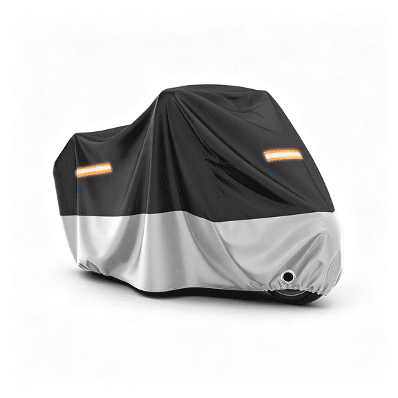 LADYGYM Motorcycle Cover Waterproof Outdoor All Weather Protection,Rain Uv&Windproof Motorcycle Tarp with Lock-Holes & Storage Bag Moped Cover with Night Reflective Strips Fits Up to 96.5"