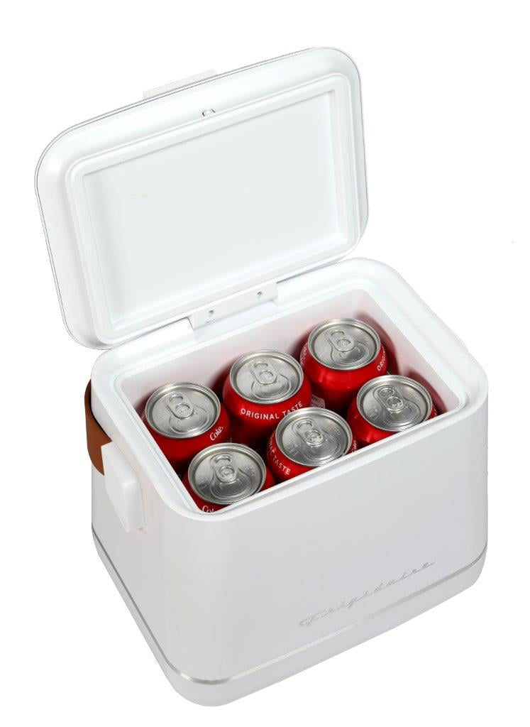Frigidaire Portable 6-Can Insulated Mini Fridge Cooler, White, 0.14 cu. ft