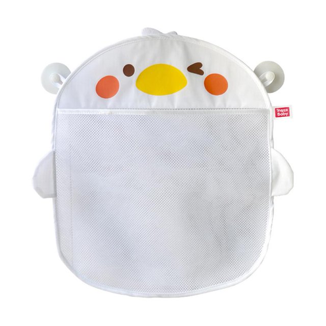 Bolsa de malla de cesta de succión con soporte para juguetes lavable para almacenamiento de juguetes (pato) blanco