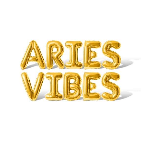 Letter Balloons - ARIES VIBES 16" Inch Alphabet Letters Foil Mylar Balloon Birthday Party Banner (Gold)