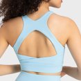 thumbnail image 3 of Sujetador deportivo con cuello en U para mujer, elástico, color puro, dobladillo ancho, espalda hueca, yoga, fitness, entrenamiento, sujetador para correr, azul hielo 4, 3 of 5