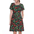 thumbnail image 1 of Bixox Robe d'Été à Manches Courtes pour Femmes Robe Ample Longueur Genou avec Poches-Fraise, 1 of 7