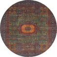 thumbnail image 1 of Ahgly Company Machine Washable Indoor Round Abstract Brown Red Area Rugs, 4' Round, 1 of 7