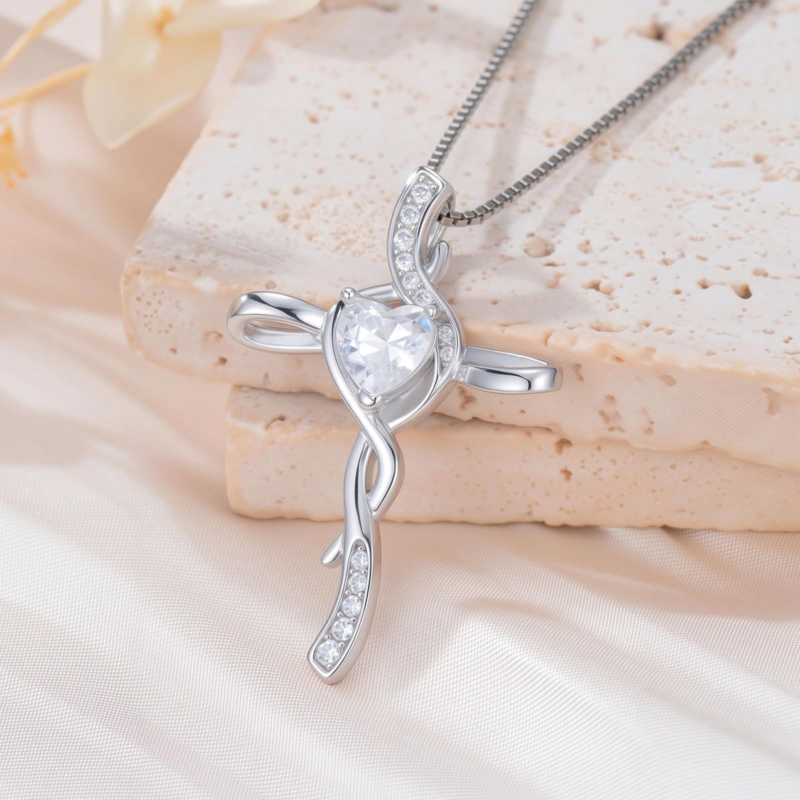 Coachuhhar Infinity Cross Necklace for Women 925 Sterling Silver Religious Cross Pendant Necklaces Faith Jewelry Christmas Gifts for Mom Wife Her Birthday