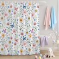 thumbnail image 2 of Shower Curtain Wildflower Green Leaf Shower Curtains for Bathroom Decor, Waterproof Polyester Shower Curtain Set with Hooks, Standard Size 72" x 72" Spring Floral White, 2 of 9