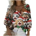 thumbnail image 2 of Ailaofu Ugly Christmas Sweater Women 2025 Cute Xmas Graphic Sweatshirt Waffle Knit Plus Size V Neck Long Sleeve Pullover Tops, 2 of 3
