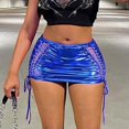 thumbnail image 6 of EDFBUYKRS Female Skirts Black Plus Size Skirts for Women Metallic Mini Skirt Glitter Tie up Cut out Skirt Elastic Ruched Club Bodycon Skirt Party for Women, 6 of 6