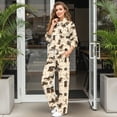 thumbnail image 3 of Xixirimido Dachshunds Paws Beige Print Women 2 Piece Lounge Sets Fall Fashion Outfit Sweatsuits Long Sleeve Sweatshirt & Wide Leg Sweatpants Matching Tracksuit Set, Medium, 3 of 7