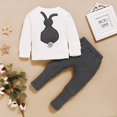 thumbnail image 1 of Newborn Baby Girls Fashion 2-piece Outfit Set Long Sleeve Rabbit Pattern Top and Solid Color Pants Set, 1 of 5