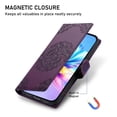 thumbnail image 5 of Leather Case For Motorola Moto G Play 2024 6.5",Embossed Totem Wallet With Card Holder,Wristband, Shockproof Kickstand Magnetic Cover,Purple,For Moto G Play 2024, 5 of 7