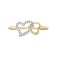 thumbnail image 2 of FB Jewels 10kt Yellow Gold Womens Round Diamond Double Heart Ring 1/20 Cttw Size 7, 2 of 4