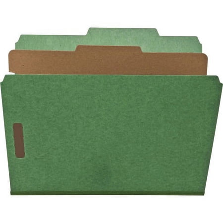 Nature Saver Letter Recycled Classification Folder – 8 1/2 x 11 – 2 Fastener Capacity for Folder – Top Tab Location – 1 Divider(s) – Green – 100% Recycled – 10 / Box | Bundle of 10 Boxes