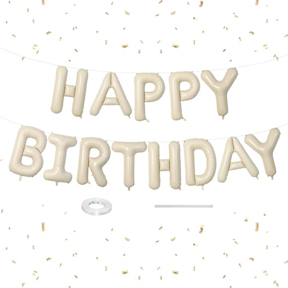 Globos de cumpleaños con forma de dagelar, color beige, crema y blanco, 40 cm