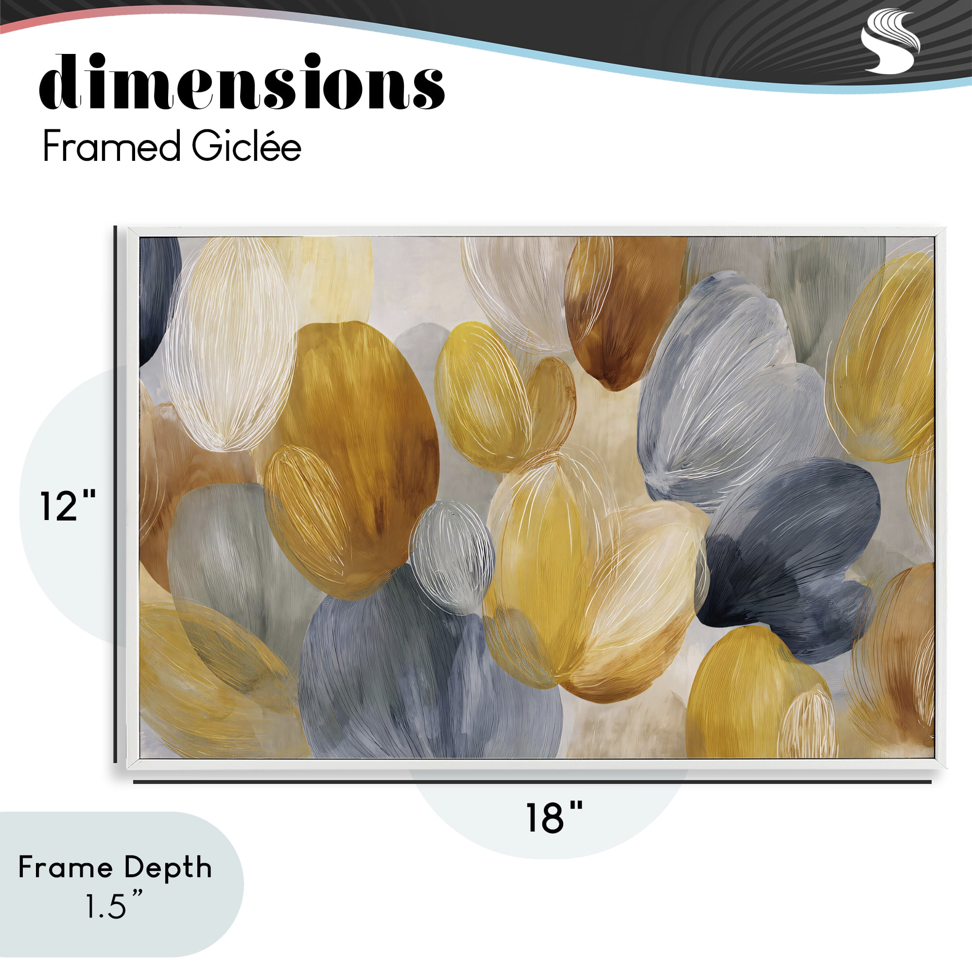 Stupell Industries Warm Oblong Layered Shapes White Framed Giclee Art, design by Jacky Ngan