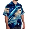 thumbnail image 2 of Starry Shark Men's Short Sleeve Casual Printed Button Down Beach Shirt Summer Unisex Top, 2 of 6