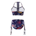 thumbnail image 2 of YiZYiF Kids Girls Floral Printed Bathing Suit Sleeveless Tops and Bottoms with Adjustable Strap Swimsuit, 2 of 7