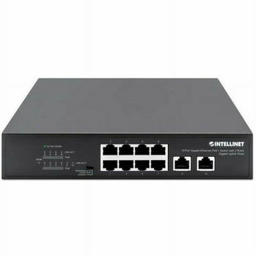 Intellinet 8-Port Gigabit Ethernet PoE  Switch with 2 RJ45 Gigabit Uplink Ports | 120W, VLAN, PoE Self Healing, Desktop | NDAA-compliant