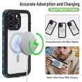 thumbnail image 6 of Waterproof Magnetic Case for iPhone 14 Pro Max Compatible with Wireless Charging Shockproof Protective Cover with Screen Protector (6.7" Blue), 6 of 13