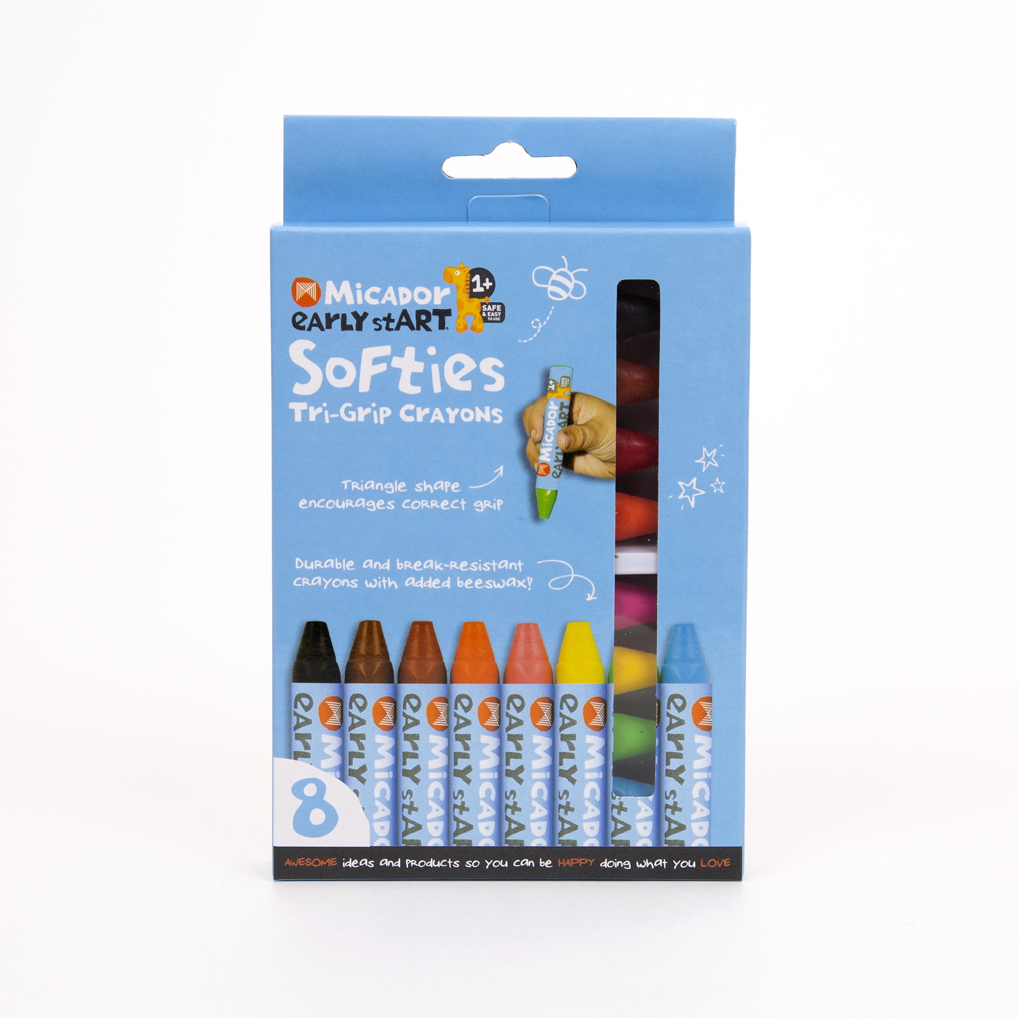 Micador early stART SoftiTri-Grip Crayons, 8-Colors