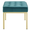 thumbnail image 3 of Modway Loft Gold Stainless Steel Leg Medium Performance Velvet Bench in Gold Teal, 3 of 5