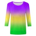 thumbnail image 4 of TSADFHJI Hauts pour Femmes 3X Hauts Adaptés Col Rond Manches Trois-Quarts Blouse Imprimée Florale TTG Jaune, 4 of 4