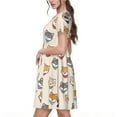 thumbnail image 2 of Naloa Shiba Head Face Print Womens Summer A-Line Dress with Pockets,Short Sleeve Dresses,Flowy Beach Swing Dress for Vacation Travel, 2 of 6