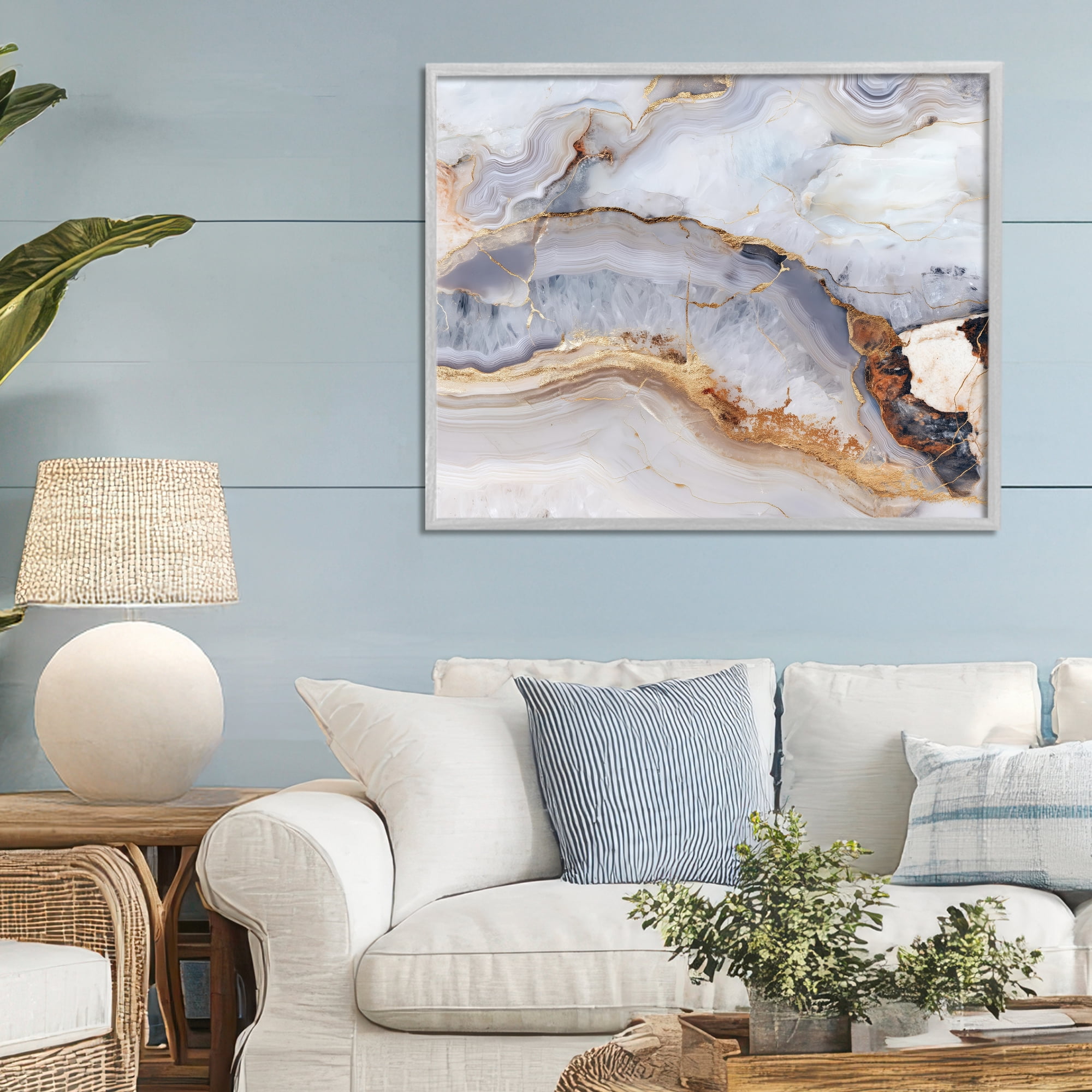 Stupell Industries Marbled Gold Stone Gray Framed Giclee Art, design by Svetlana Aleynikova