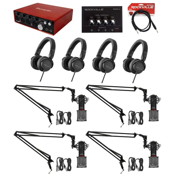 4-Person Podcasting Kit w/Scarlett Interface+Beyerdynamic DT 240 Pro Headphones