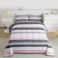 thumbnail image 2 of jejeloiu Geometric Stripes Pattern Full Size Comforter Sets,Pink White Gray Bedding Sets For Men Women 3-Piece, 2 of 8